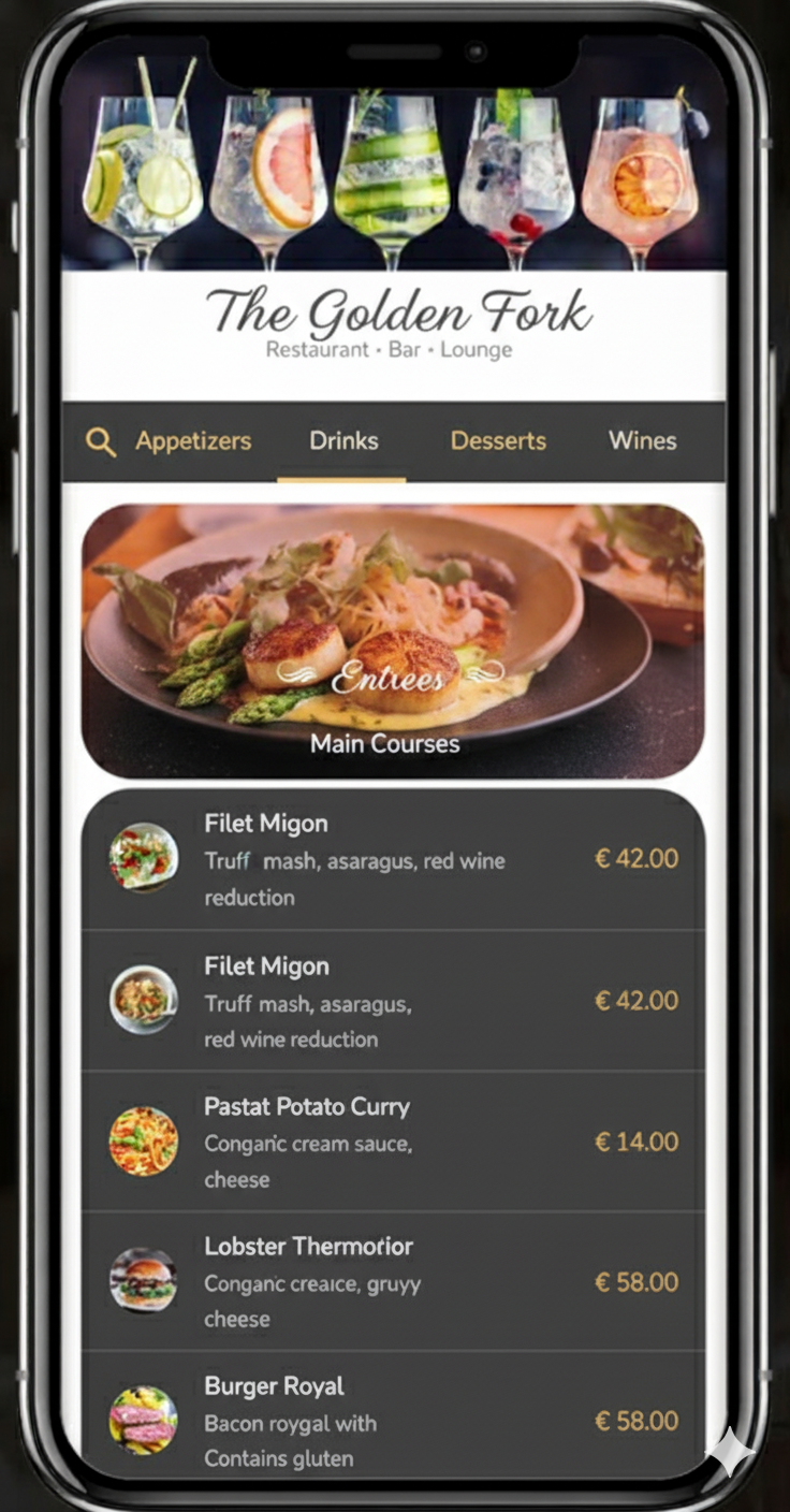 theprote.in digital menu app interface